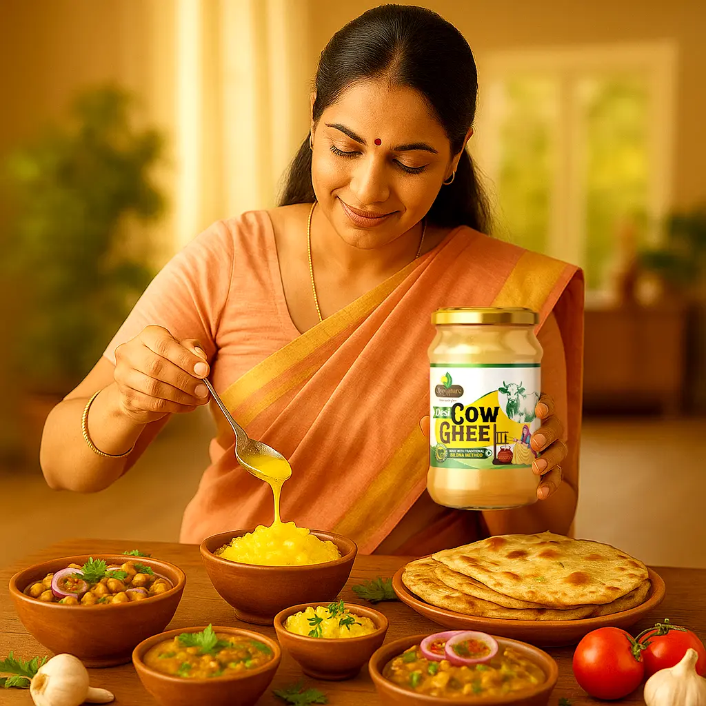 mother serving food with ghee